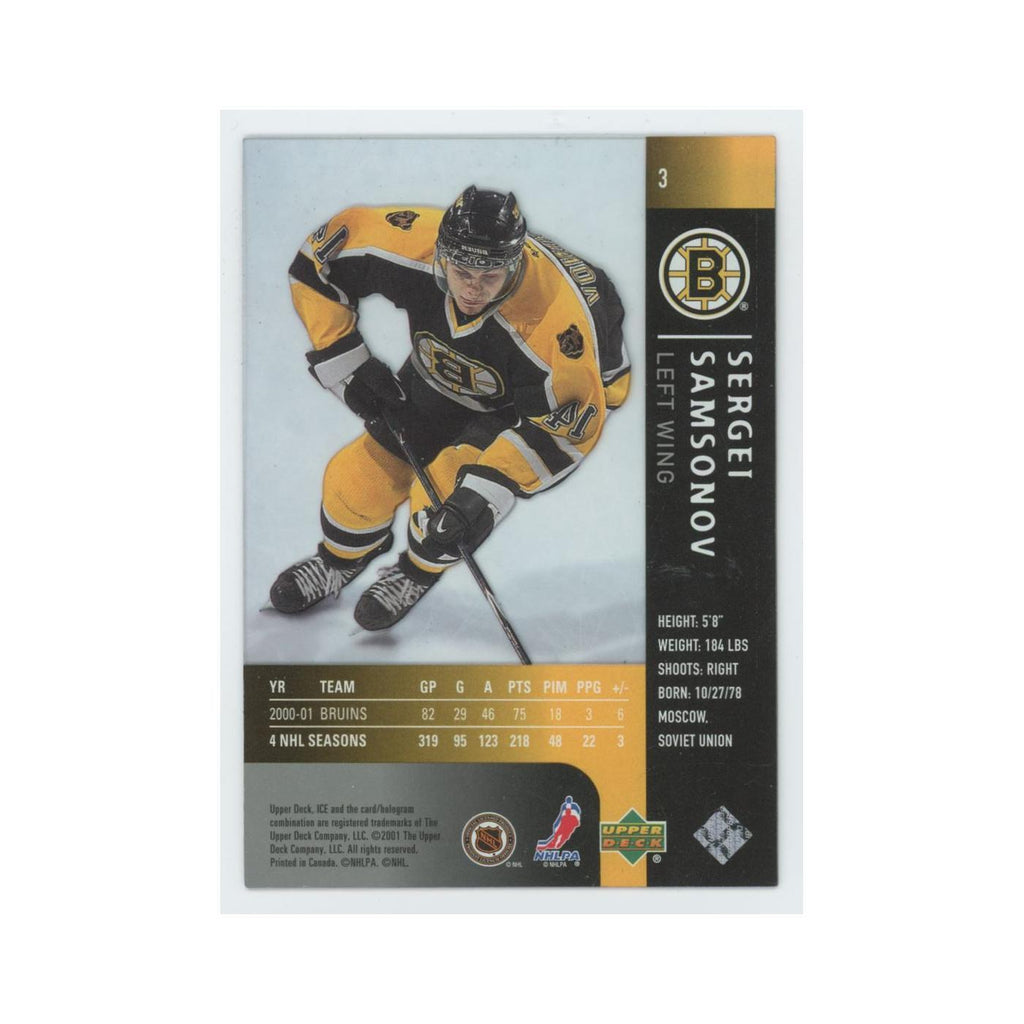 Sergei Samsonov 2001 Upper Deck Ice #3 Boston Bruins Hockey Card NM