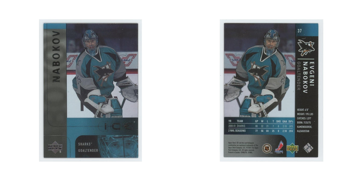 Evgeni Nabokov 2001 Upper Deck Ice #37 San Jose Sharks Hockey Card NM