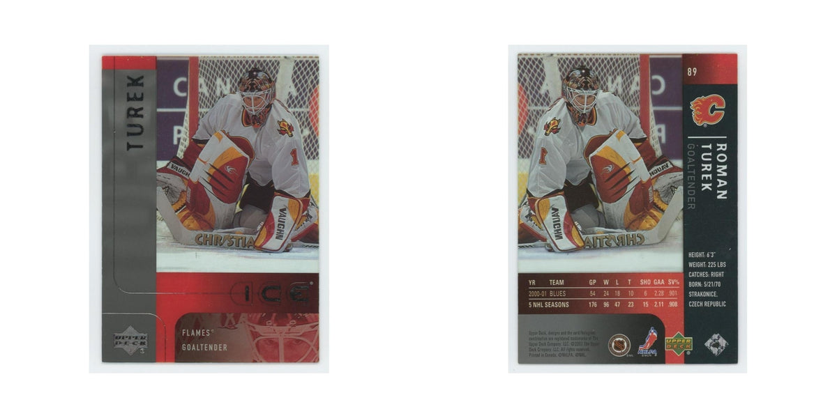 Roman Turek 2001 Upper Deck Ice #89 Calgary Flames Hockey Card NM