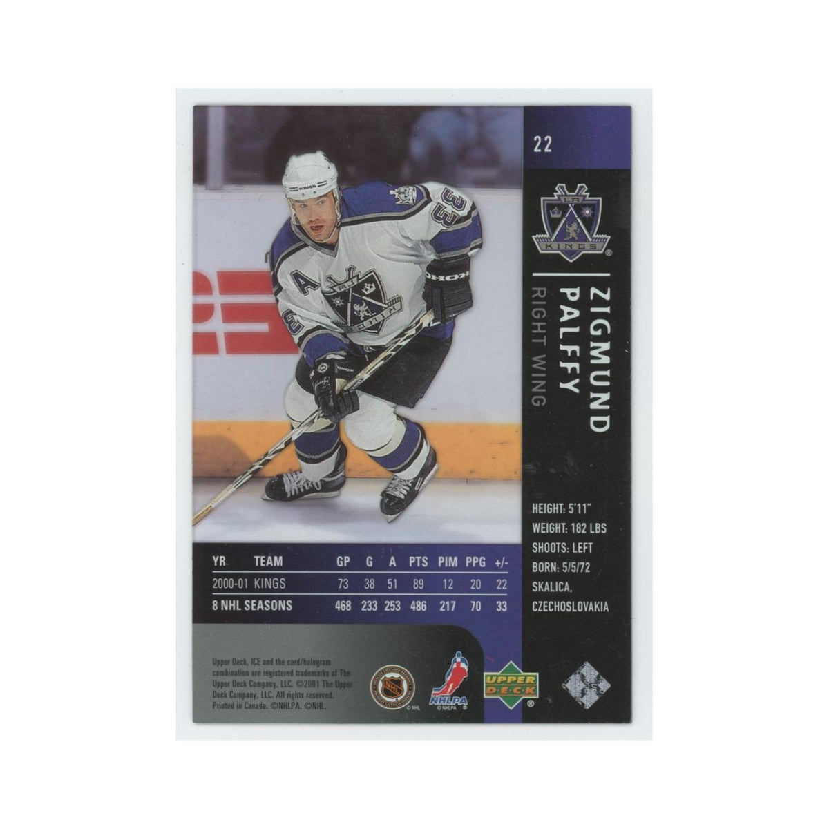 Zigmund Palffy 2001 Upper Deck Ice #22 Los Angeles Kings Hockey Card NM