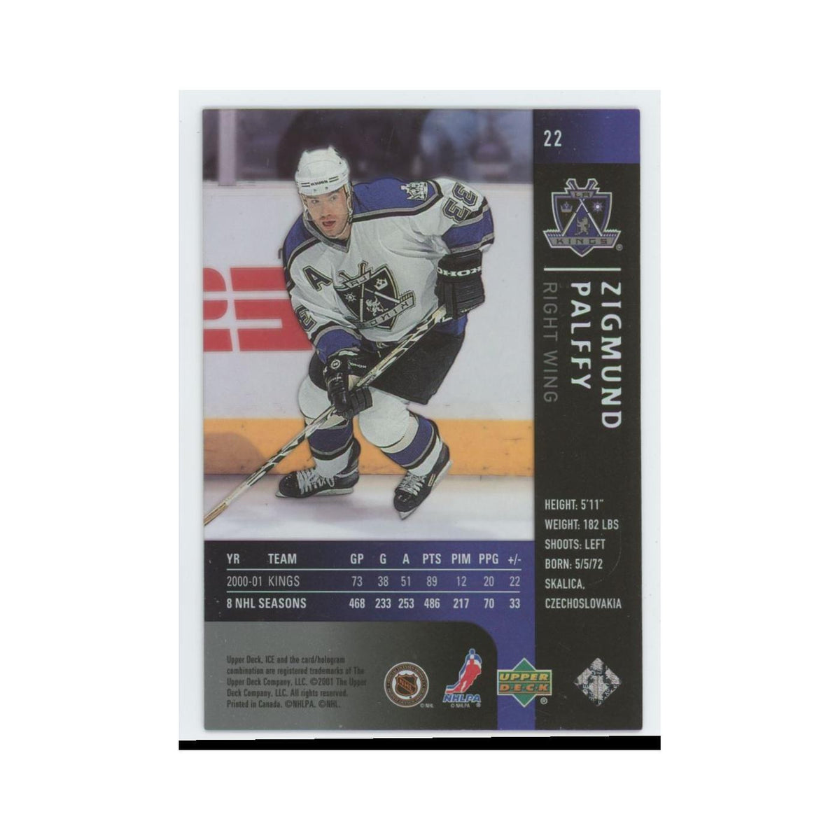 Zigmund Palffy 2001 Upper Deck Ice #22 Los Angeles Kings Hockey Card NM