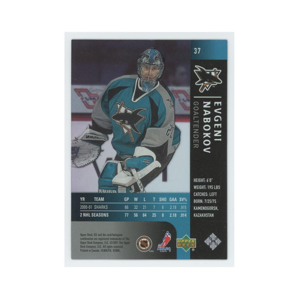 Evgeni Nabokov 2001 Upper Deck Ice #37 San Jose Sharks Hockey Card NM
