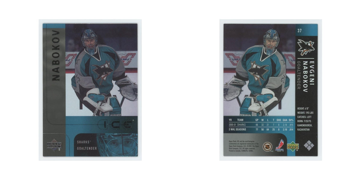 Evgeni Nabokov 2001 Upper Deck Ice #37 San Jose Sharks Hockey Card NM
