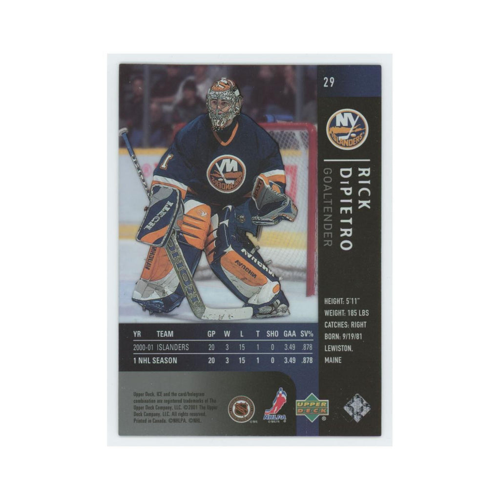 Rick DiPietro 2001 Upper Deck Ice #29 New York Islanders Hockey Card NM