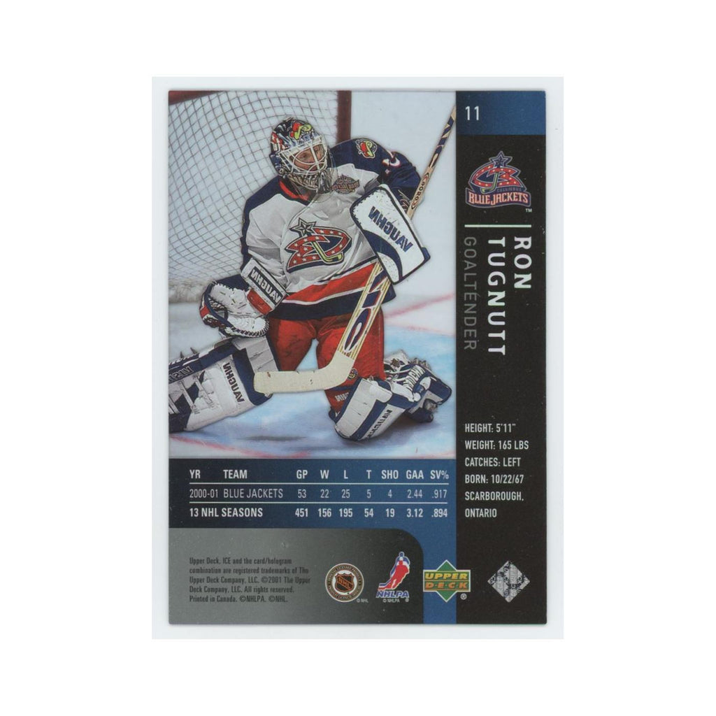 Ron Tugnutt 2001 Upper Deck Ice #11 Columbus Blue Jackets Hockey Card NM