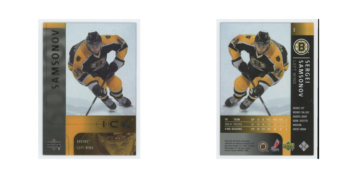 Sergei Samsonov 2001 Upper Deck Ice #3 Boston Bruins Hockey Card NM
