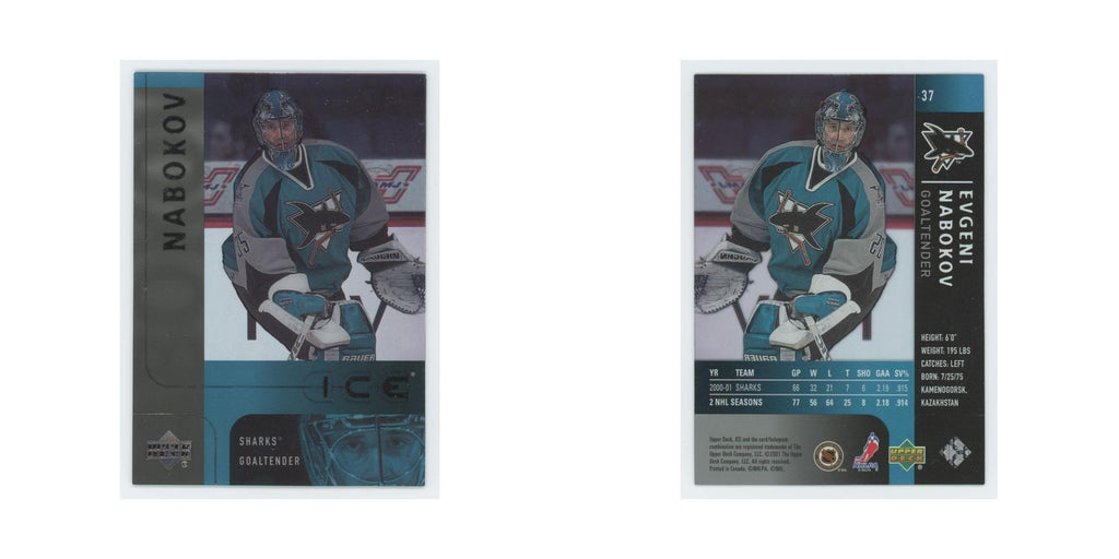 Evgeni Nabokov 2001 Upper Deck Ice #37 San Jose Sharks Hockey Card NM