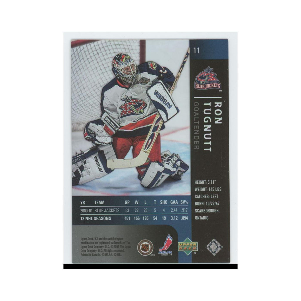 Ron Tugnutt 2001 Upper Deck Ice #11 Columbus Blue Jackets Hockey Card NM