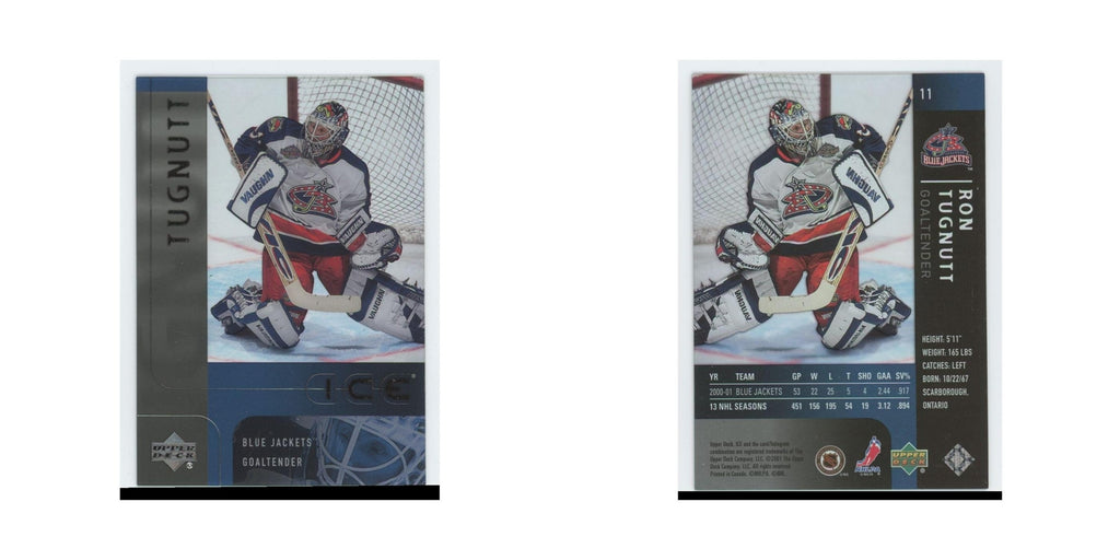 Ron Tugnutt 2001 Upper Deck Ice #11 Columbus Blue Jackets Hockey Card NM