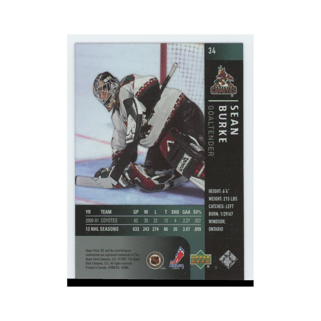 Sean Burke 2001 Upper Deck Ice #34 Phoenix Coyotes Hockey Card NM
