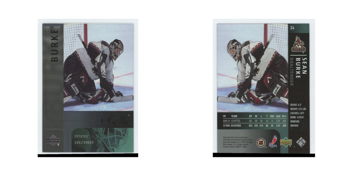 Sean Burke 2001 Upper Deck Ice #34 Phoenix Coyotes Hockey Card NM