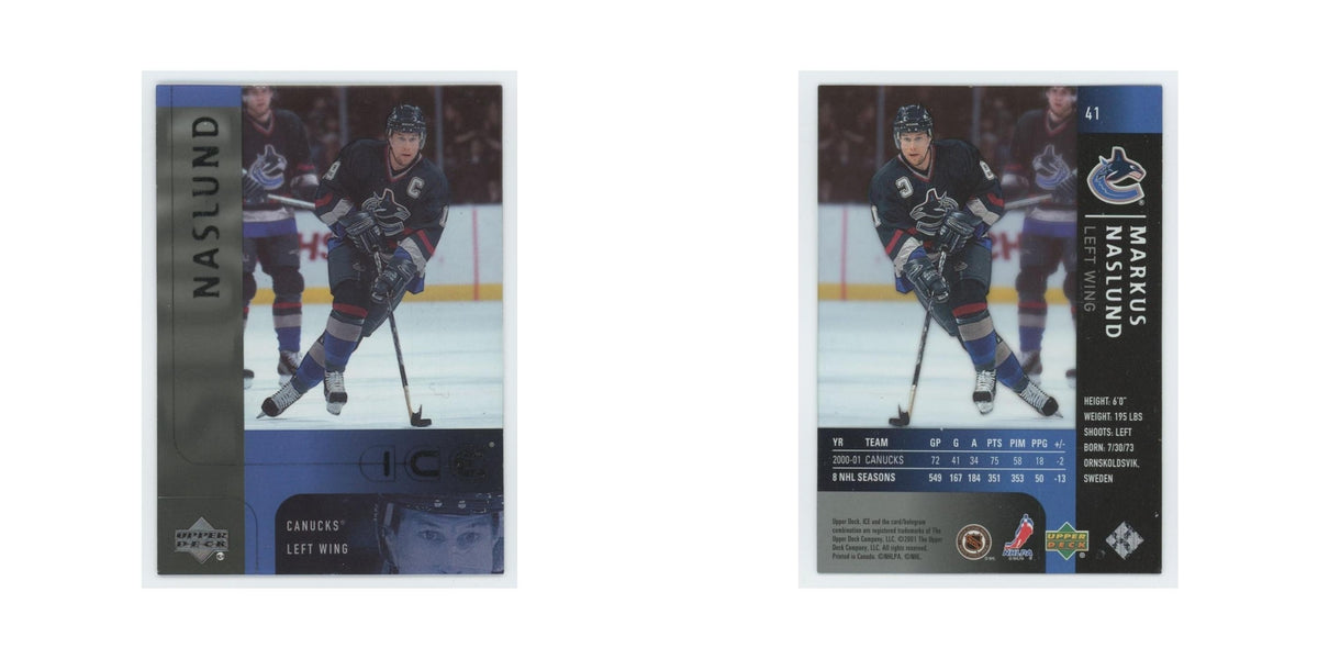 Markus Naslund 2001 Upper Deck Ice #41 Vancouver Canucks Hockey Card NM