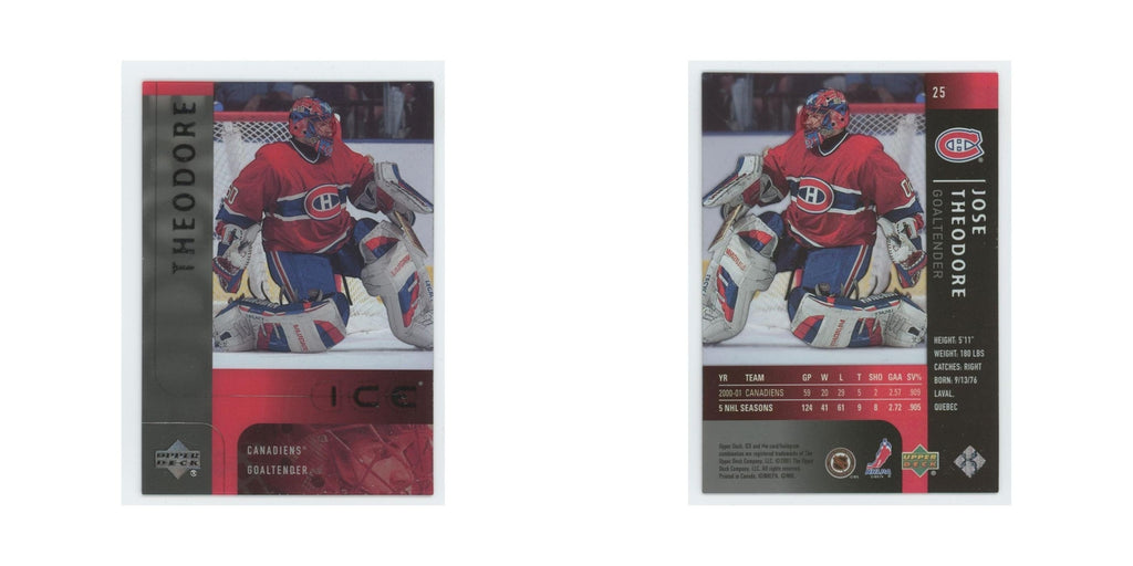 Jose Theodore 2001 Upper Deck Ice #25 Montreal Canadiens Hockey Card NM