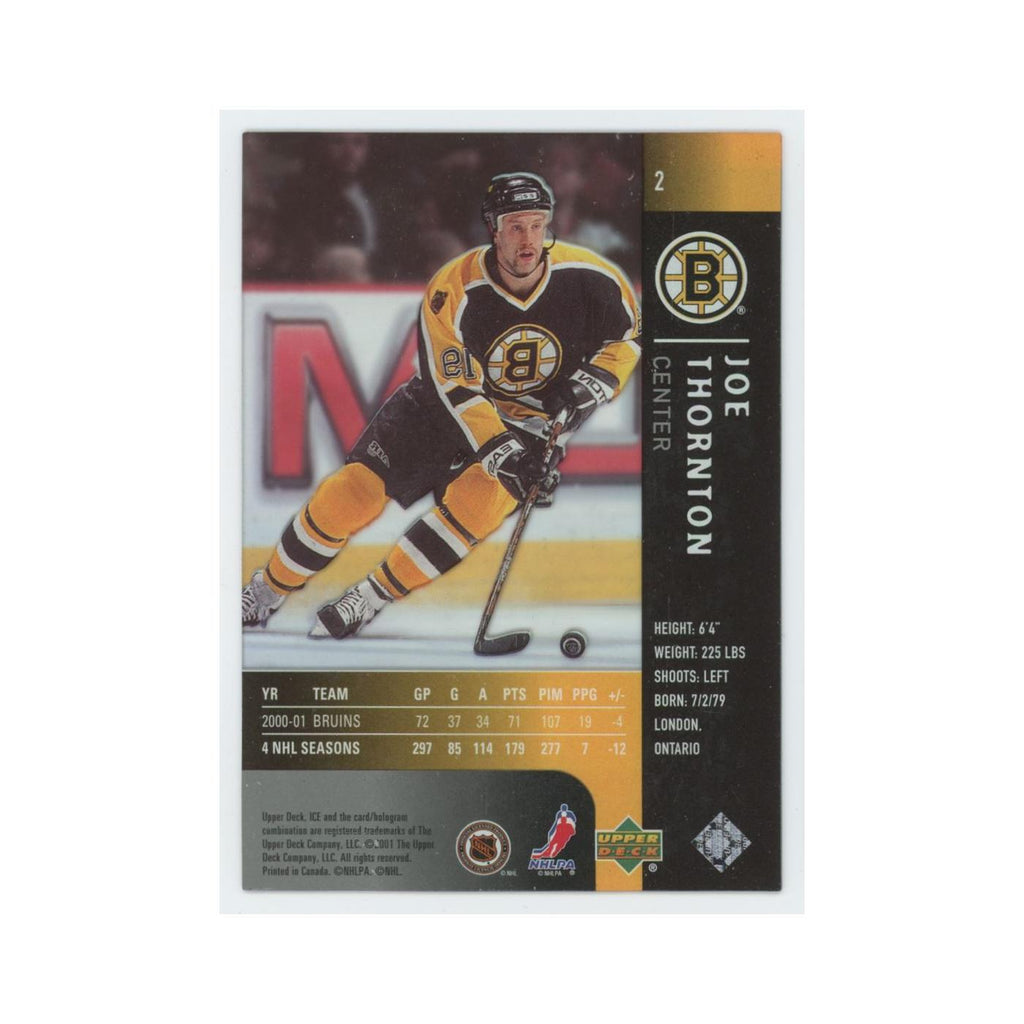 Joe Thornton 2001 Upper Deck Ice #2 Boston Bruins Hockey Card NM