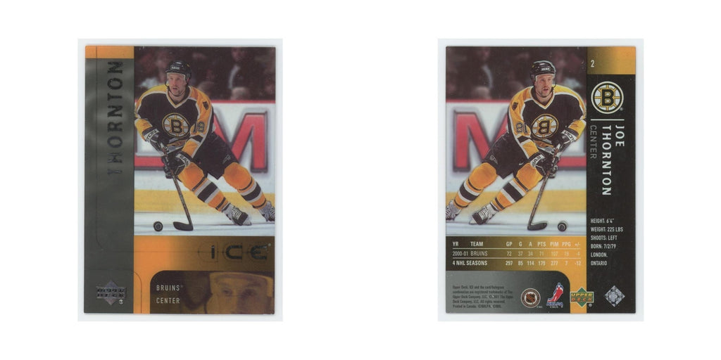 Joe Thornton 2001 Upper Deck Ice #2 Boston Bruins Hockey Card NM