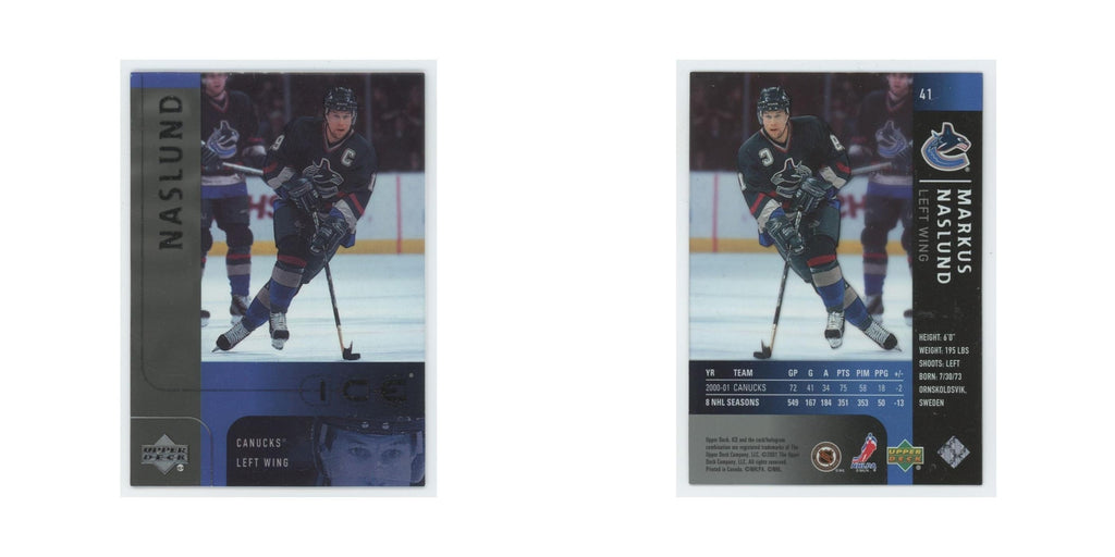 Markus Naslund 2001 Upper Deck Ice #41 Vancouver Canucks Hockey Card NM