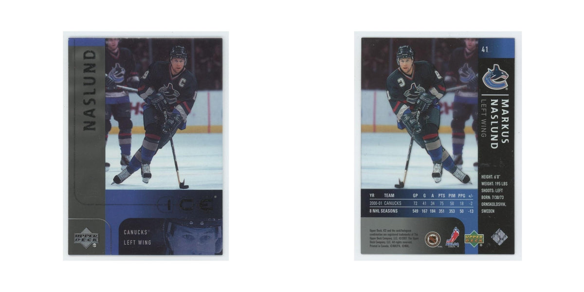 Markus Naslund 2001 Upper Deck Ice #41 Vancouver Canucks Hockey Card NM