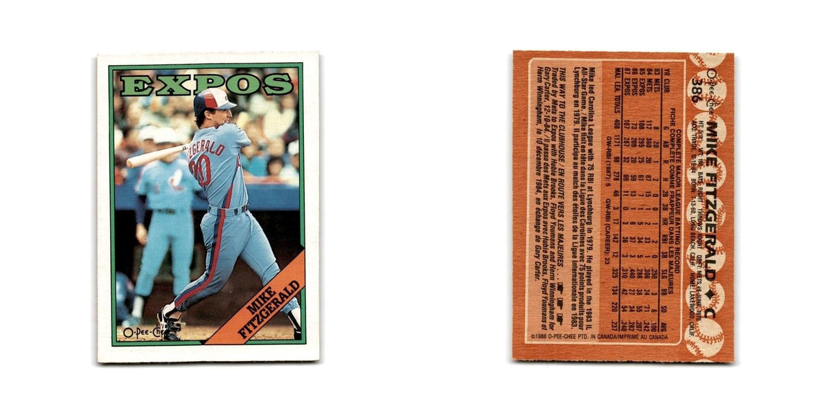 Mike Fitzgerald 1988 O-Pee-Chee #386 Montreal Expos Baseball Card NM