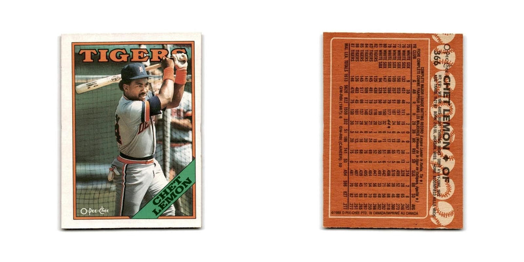 Chet Lemon 1988 O-Pee-Chee #366 Detroit Tigers Baseball Card NM