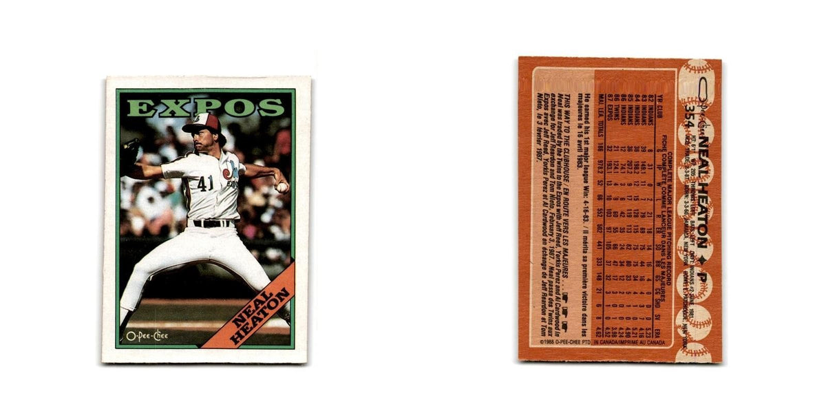 Neal Heaton 1988 O-Pee-Chee #354 Montreal Expos Baseball Card NM