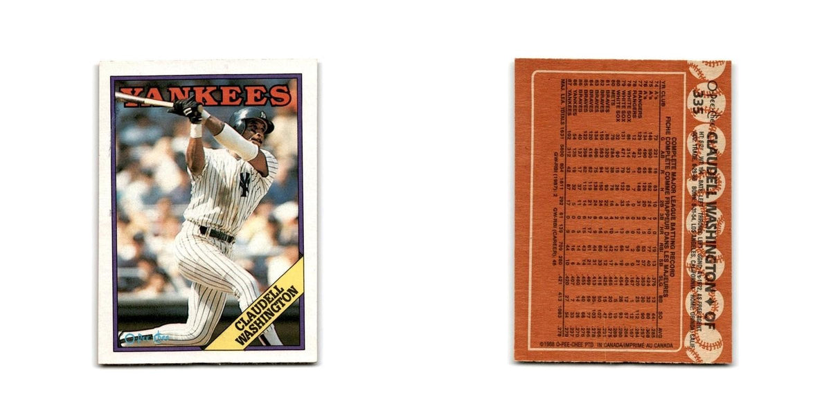 Claudell Washington 1988 O-Pee-Chee #335 New York Yankees Baseball Card NM