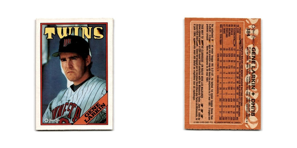 Gene Larkin 1988 O-Pee-Chee #384 Minnesota Twins Baseball Card NM