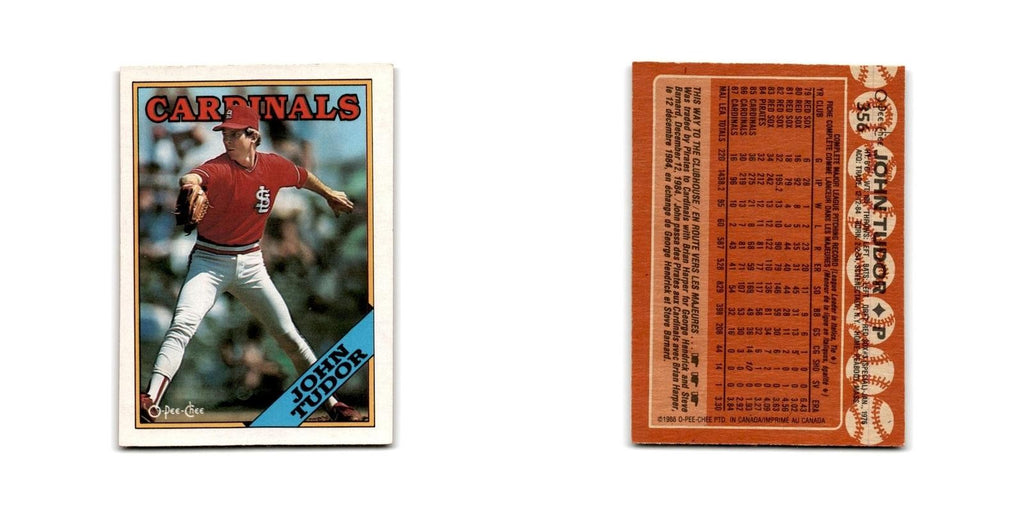 John Tudor 1988 O-Pee-Chee #356 St. Louis Cardinals Baseball Card NM