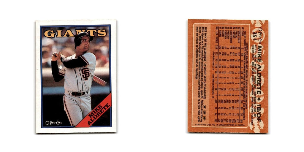 Mike Aldrete 1988 O-Pee-Chee #351 San Francisco Giants Baseball Card NM
