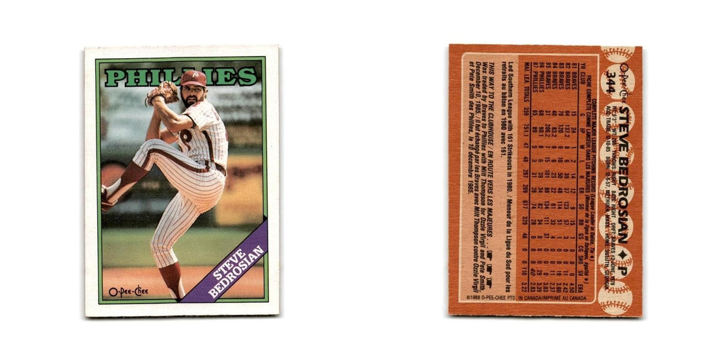 Steve Bedrosian 1988 O-Pee-Chee #344 Philadelphia Phillies Baseball Card NM