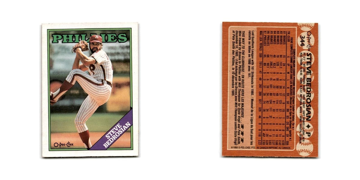 Steve Bedrosian 1988 O-Pee-Chee #344 Philadelphia Phillies Baseball Card NM