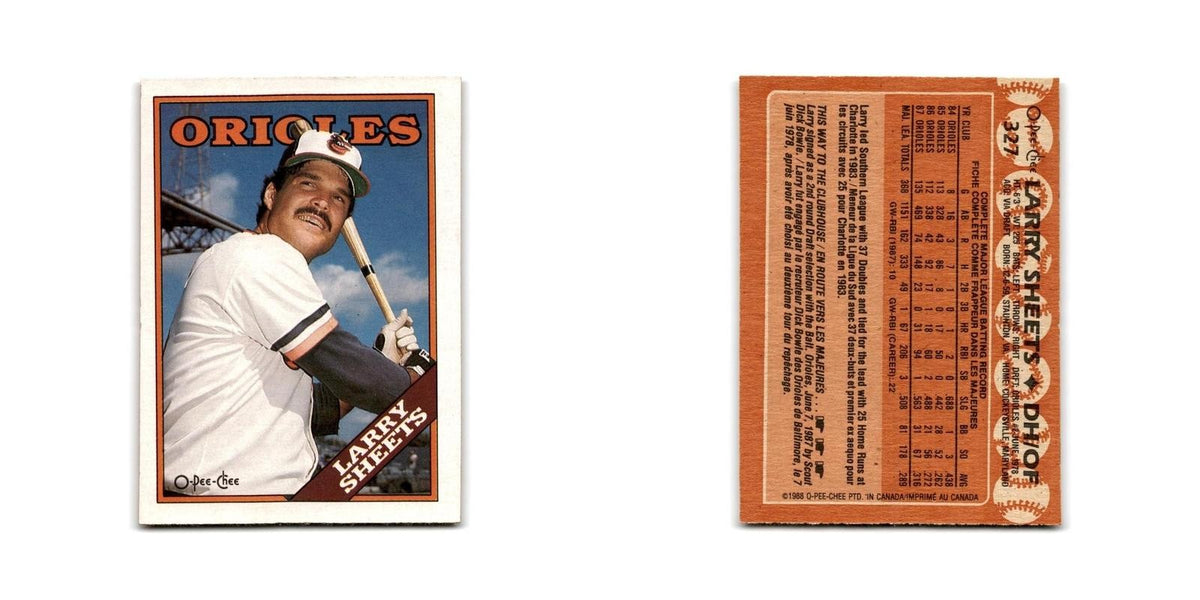 Larry Sheets 1988 O-Pee-Chee #327 Baltimore Orioles Baseball Card NM