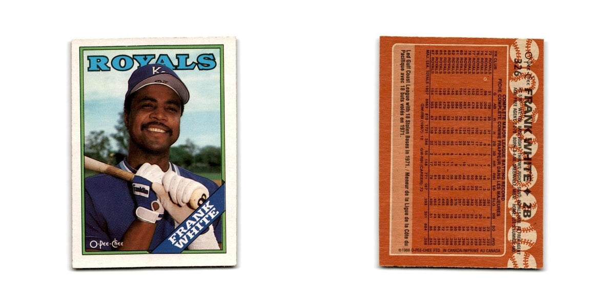 Frank White 1988 O-Pee-Chee #326 Kansas City Royals Baseball Card NM