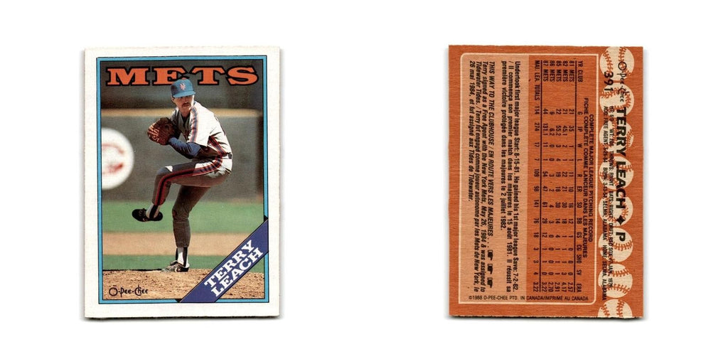 Terry Leach 1988 O-Pee-Chee #391 New York Mets Baseball Card NM