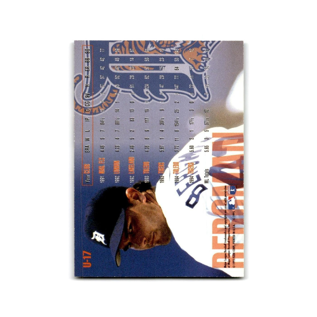 Sean Bergman 1995 Fleer Update #U-17 Detroit Tigers Baseball Card NM