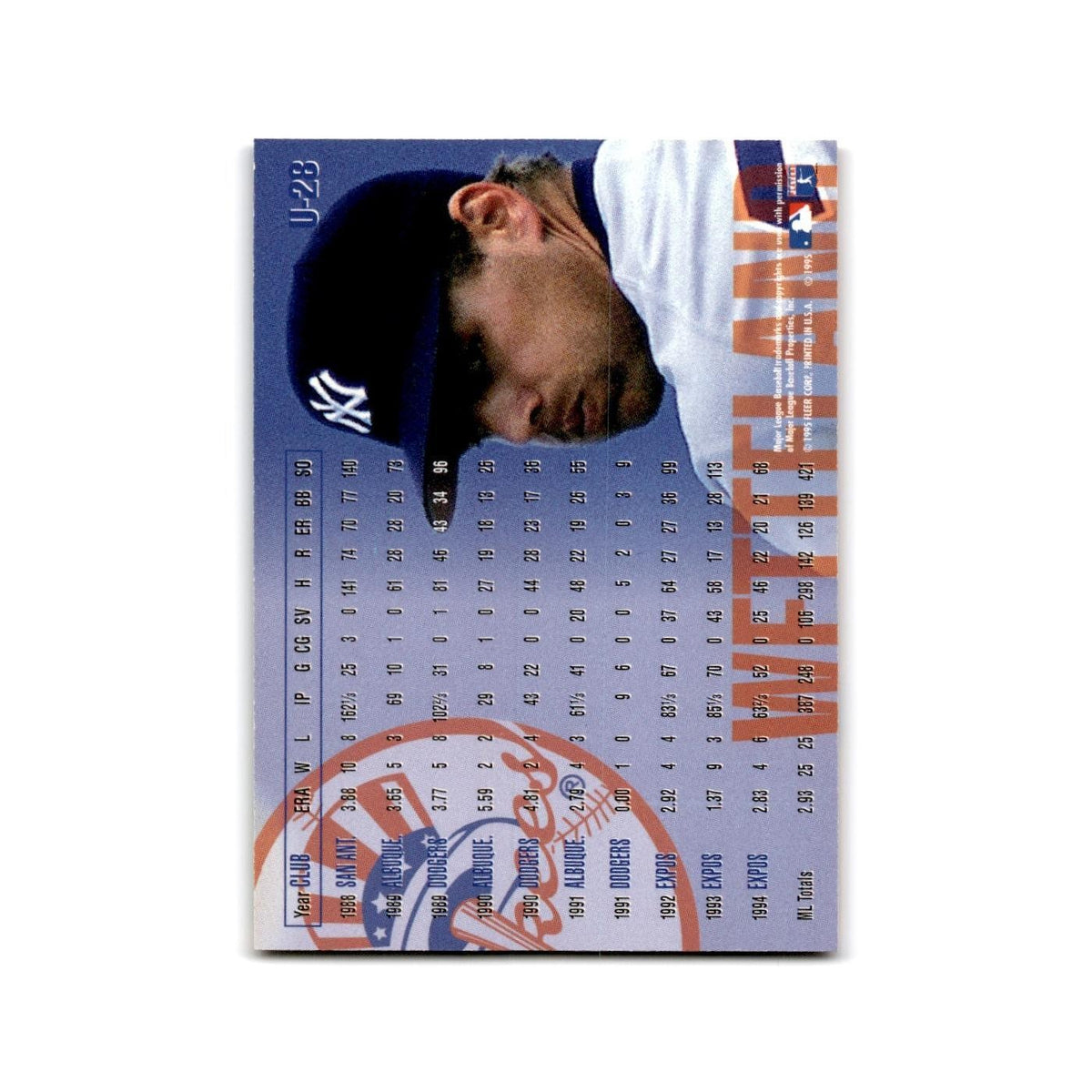 John Wetteland 1995 Fleer Update #U-28 New York Yankees Baseball Card NM