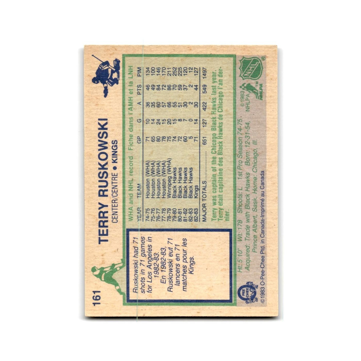 1983 O-Pee-Chee Terry Ruskowski Los Angeles Kings #161