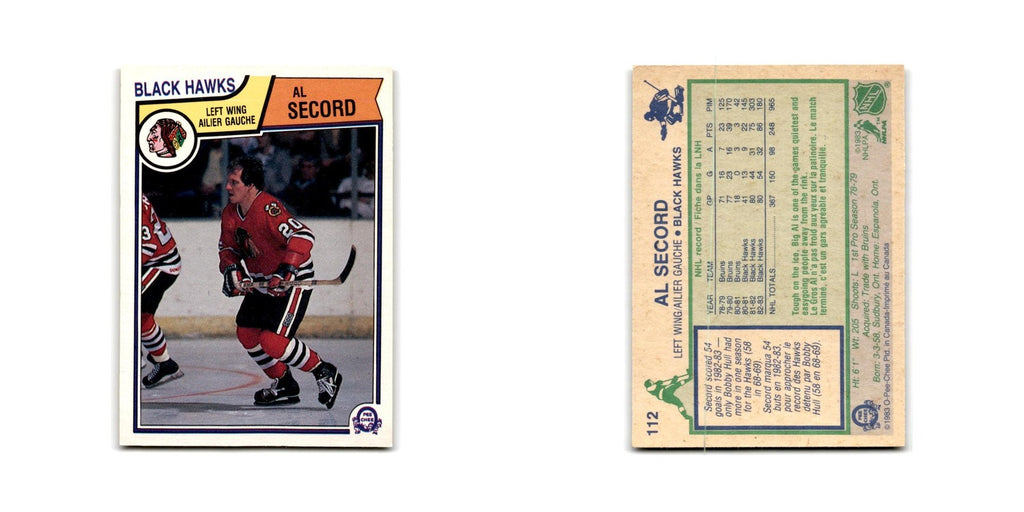 1983 O-Pee-Chee Al Secord Chicago Blackhawks #112