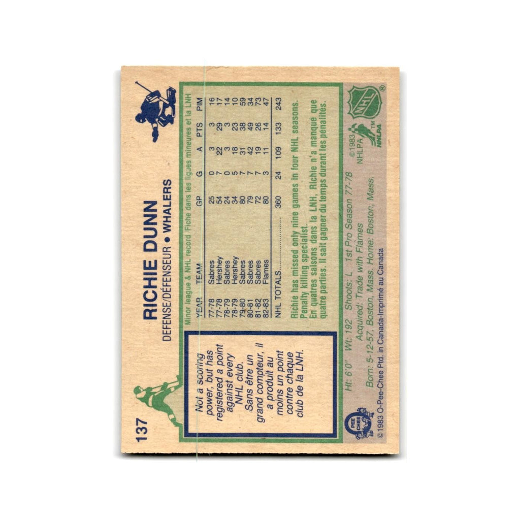 1983 O-Pee-Chee Richie Dunn Hartford Whalers #137