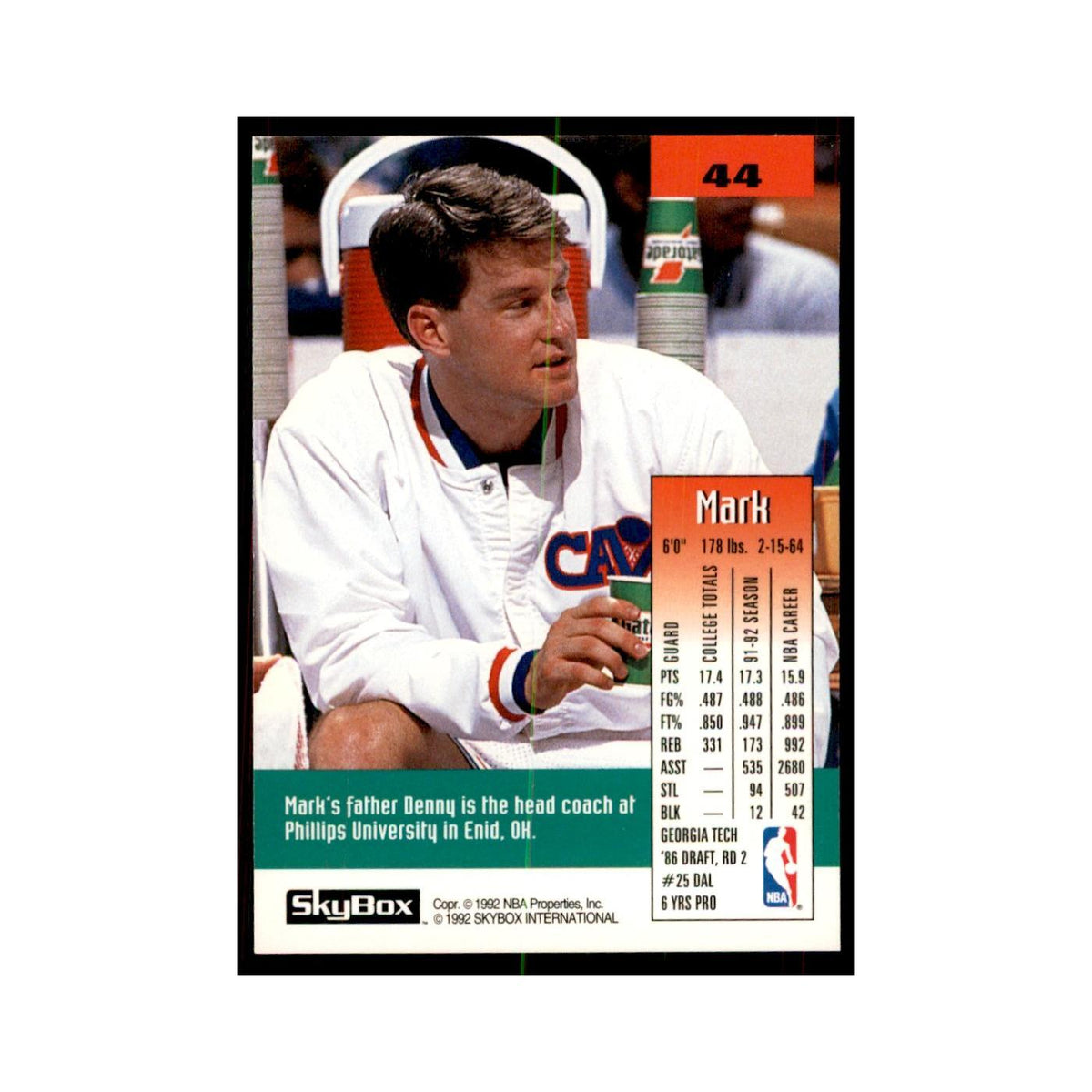 1992 SkyBox Mark Price Basketball Cards #44