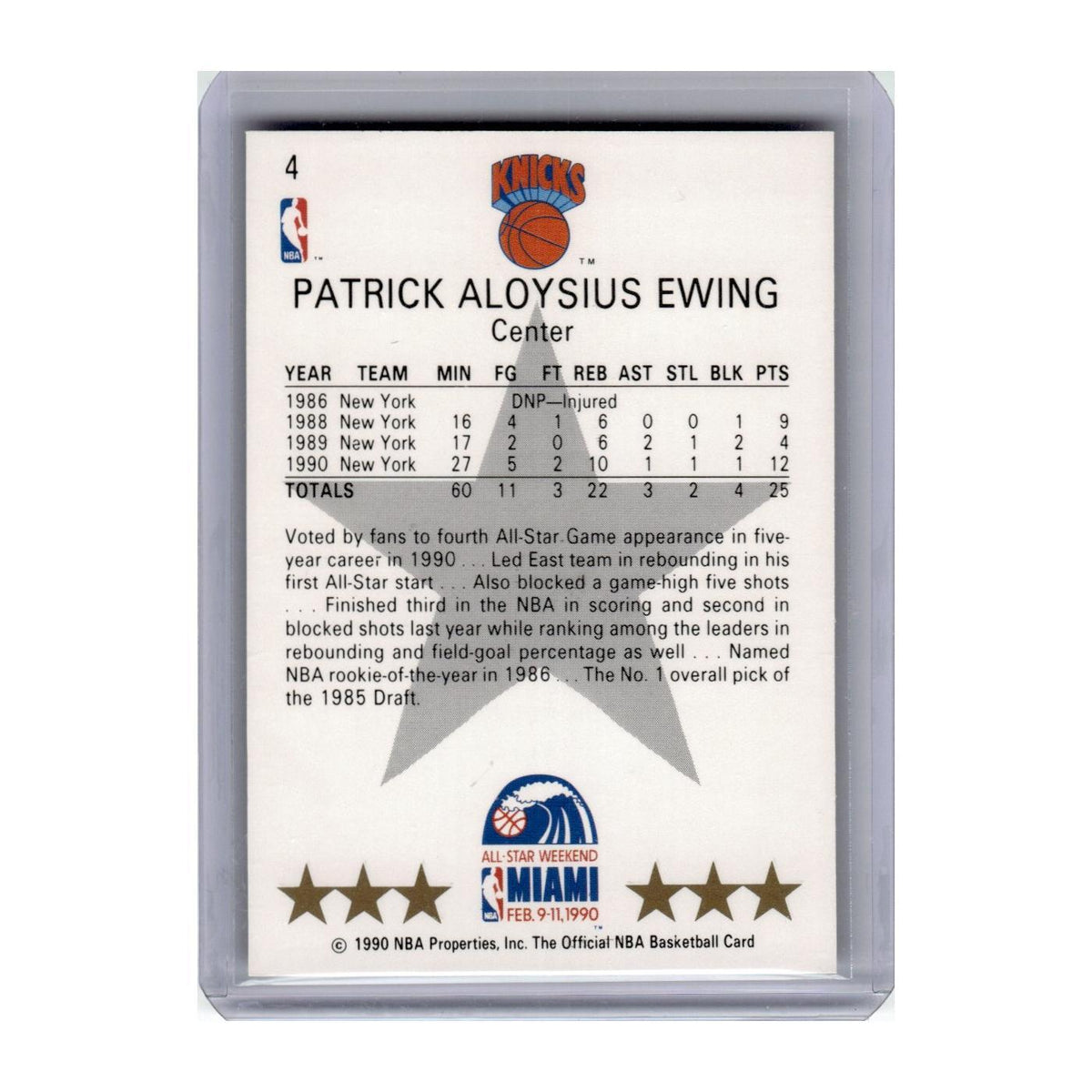 1990 Hoops Patrick Ewing Knicks #4