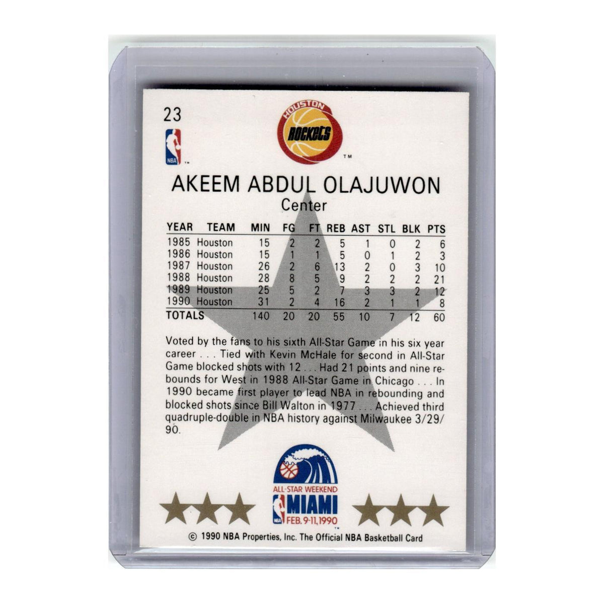 1990 Hoops Akeem Olajuwon Rockets #23