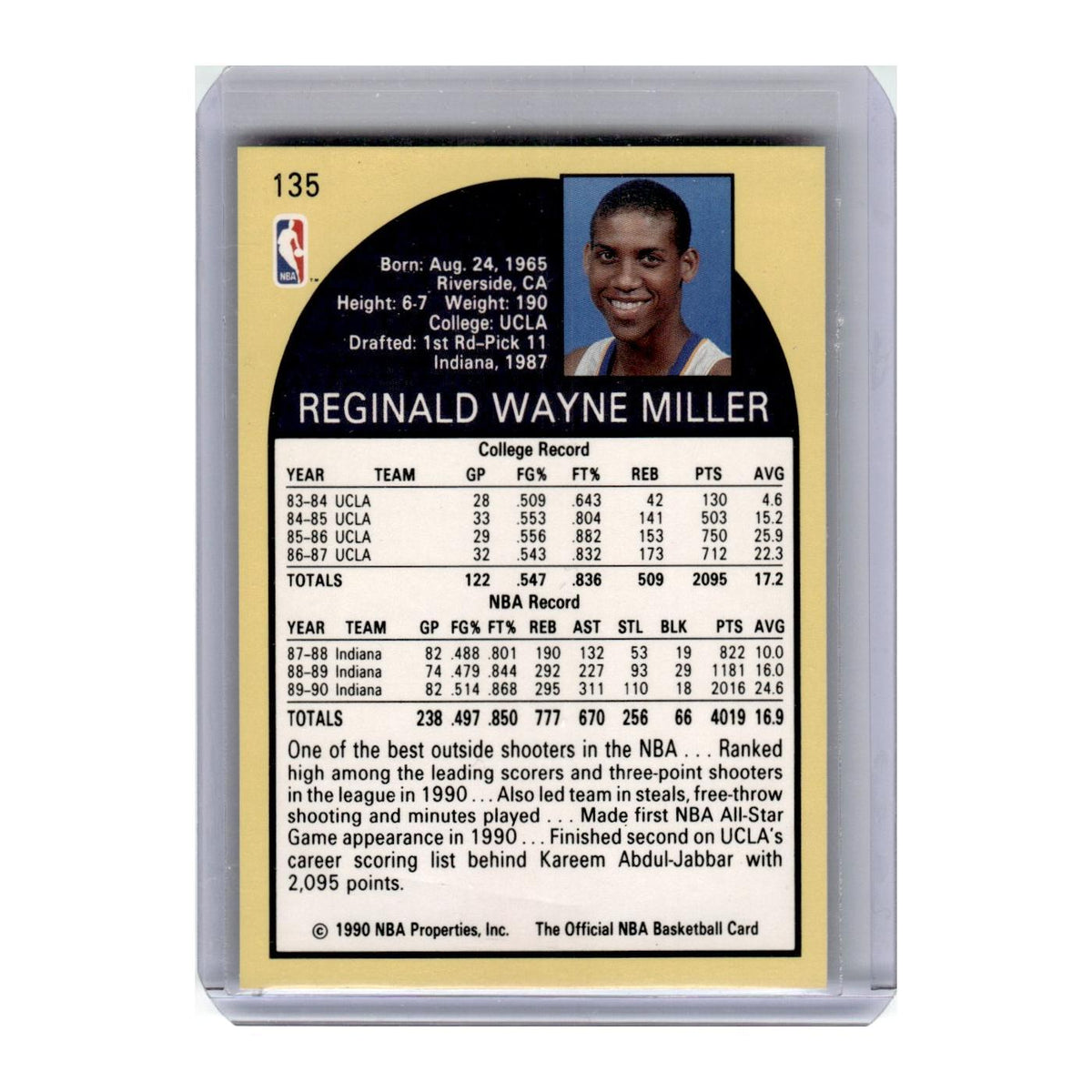 1990 Hoops Reggie Miller Pacers #135