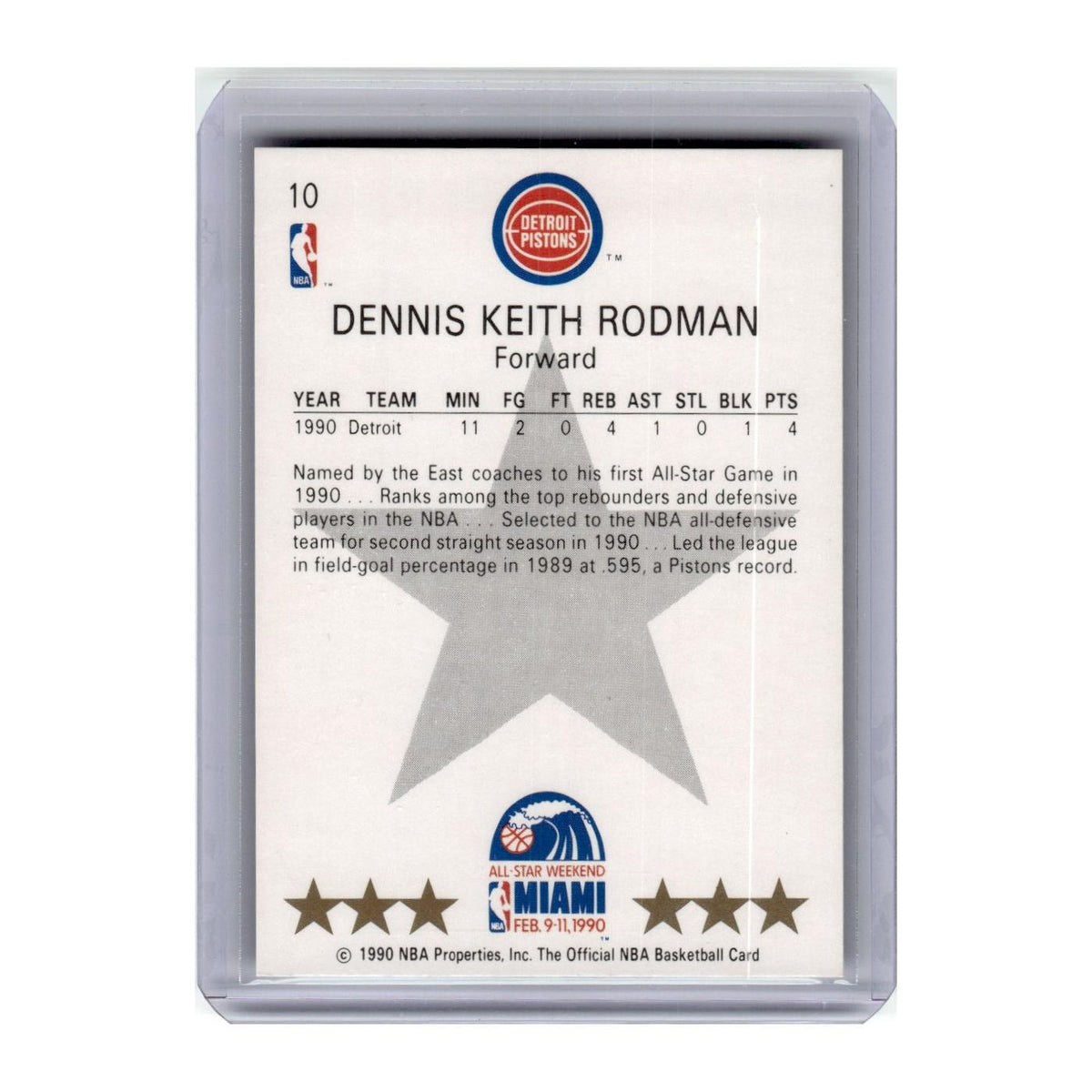 1990 Hoops Dennis Rodman Pistons #10