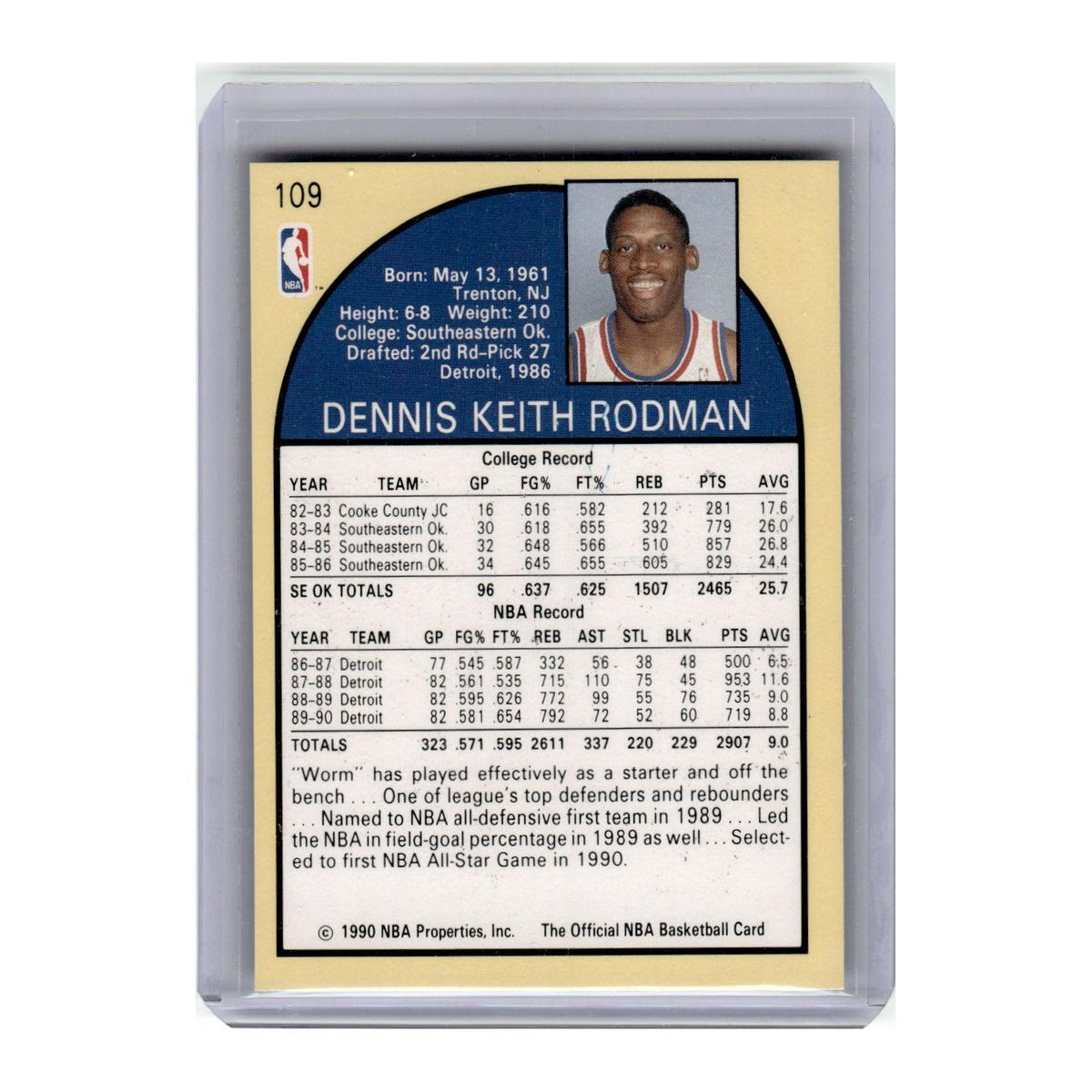 1990 Hoops Dennis Rodman Pistons #109