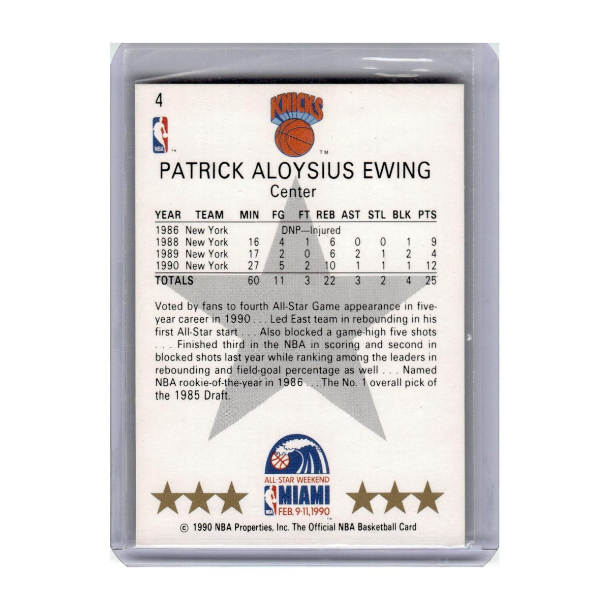 1990 Hoops Patrick Ewing Knicks #4
