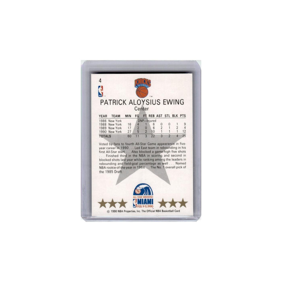 1990 Hoops Patrick Ewing Knicks #4