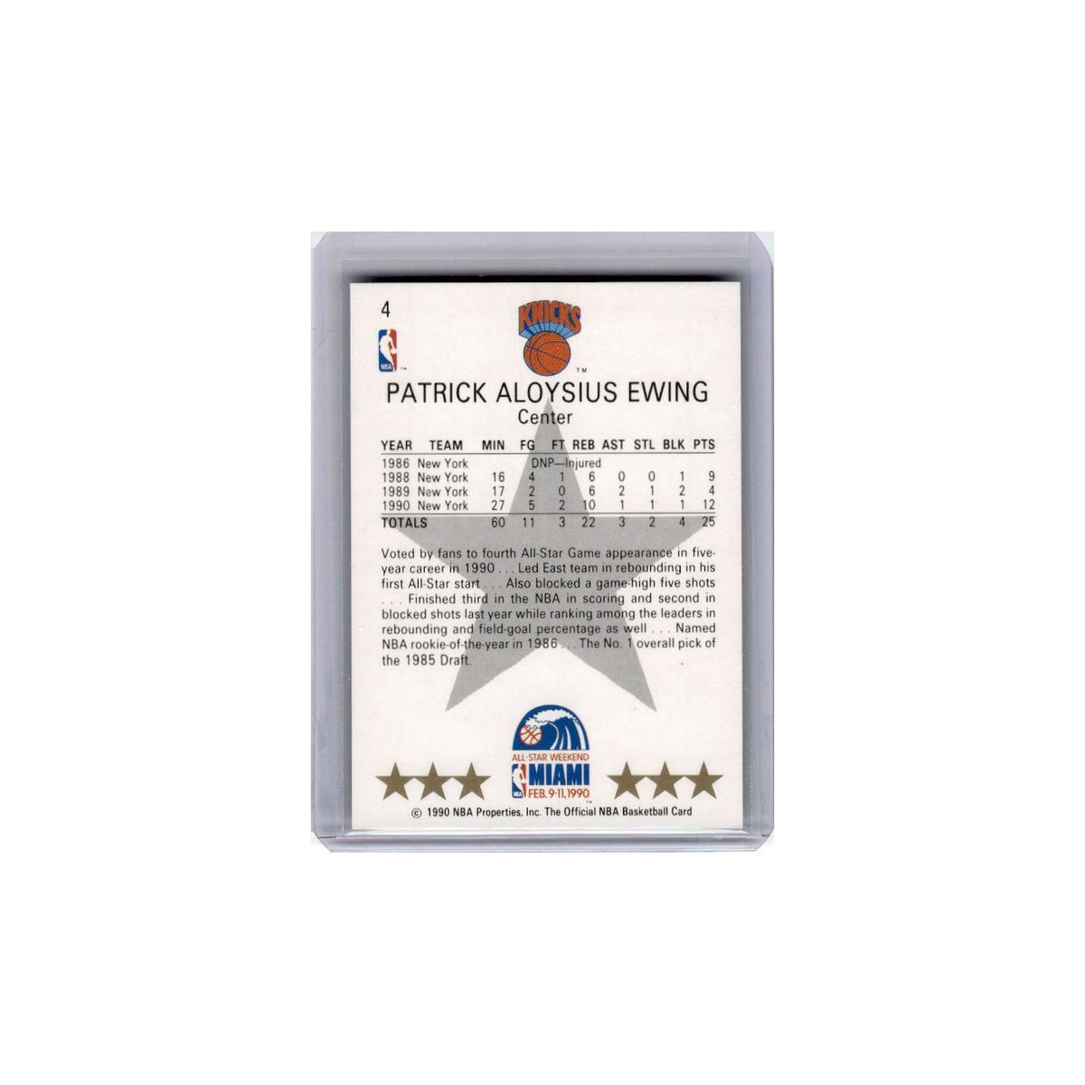 1990 Hoops Patrick Ewing Knicks #4