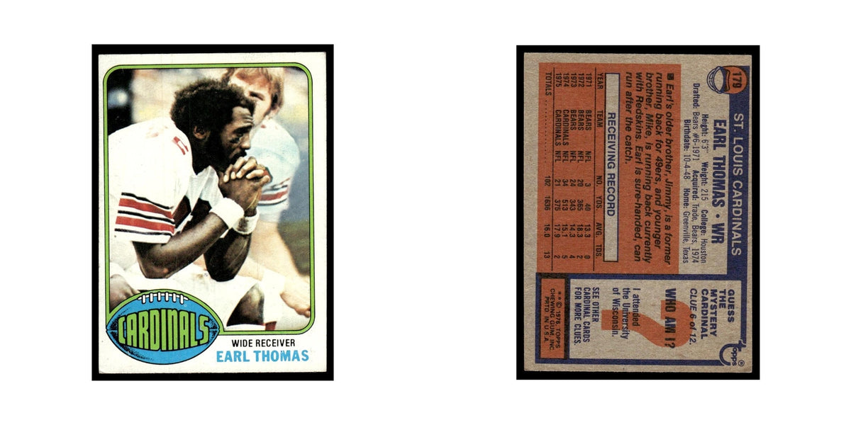 1976 Topps Football Card Earl Thomas Cardinals #179