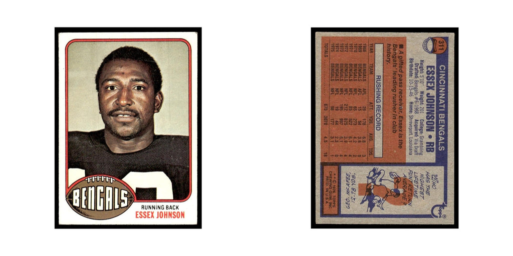 1976 Topps Football Card Essex Johnson Bengals #311