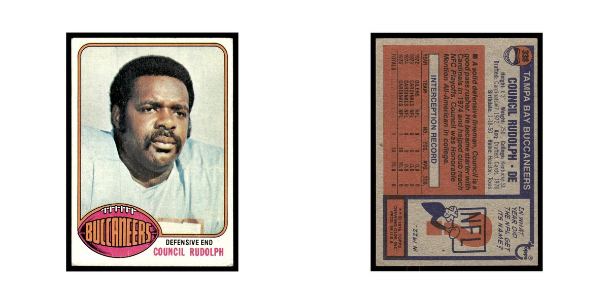 1976 Topps Football Card Council Rudolph RC Buccaneers #338
